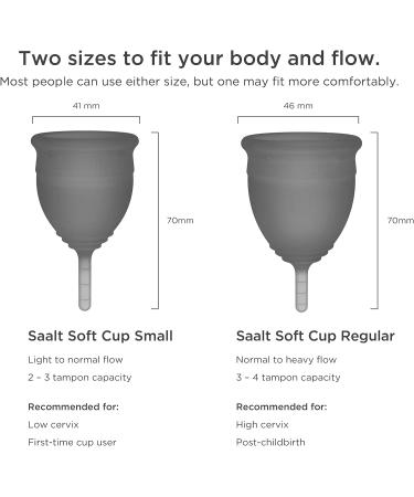 Saalt Soft Menstrual Cup - Super Soft and Flexible - Best Sensitive Cup - Wear for 12 Hours - Made in USA (Grey Small) - Buy Online on GoSupps.com