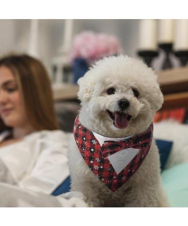 Maustlie Dog Hill Cloth Christmas Bandana - Adjustable Smoking Suit for Pets - Perfect for Weddings Birthdays Halloween & Christmas - Snowflakes Design - Buy Online on GoSupps.com
