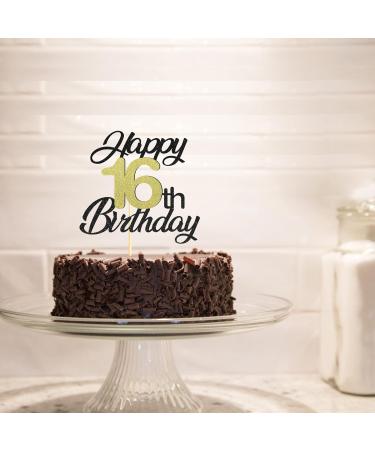 Sumerk 16th Birthday Cake Attachments - Gold & Black Decoration Accessories - Perfect for 16th Birthday Parties - 1 Pack Cake Lid Included - Buy Online on GoSupps.com