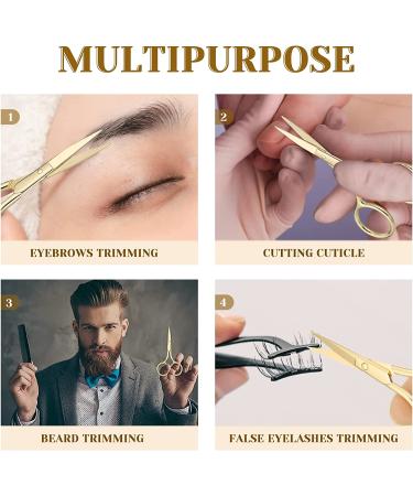 5-Piece Stainless Steel Nose Hair Scissor Set for Facial Grooming - Small Straight Tip Beauty Scissors for Hair, Mustache, Beard, and Eyebrow Trimming (Gold) - Buy Online on GoSupps.com