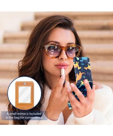 Travel Lipstick Organizer Case | Portable Makeup Bag with Mirror | Cartoon Colored Dinosaurs Design - Shop Now - Buy Online on GoSupps.com