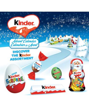 KINDER Advent Calendar with KINDER SURPRISE Pink Edition KINDER Mini Eggs KINDER CHOCOLATE KINDER SCHOKOBONS and Hollow Santa 24 Treats 182g - Buy Online on GoSupps.com