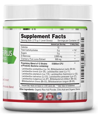 D-Mannose Powder Plus with Probiotics, Cranberry Juice, Free Scoop | 67 Servings, 6.5oz | Vegan, Non-GMO, All-Natural - Buy Online on GoSupps.com