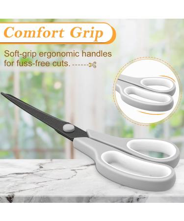 2 Pack 8 inch Scissors Forvencer Non-Stick Titanium Scissors Sharp Heavy Duty Scissors with Comfort Grip All-Purpose Scissors for Kitchen Home School Office Craft Scissors for Art DIY 2 Grey/White & Grey/Orange - Buy Online on GoSupps.com