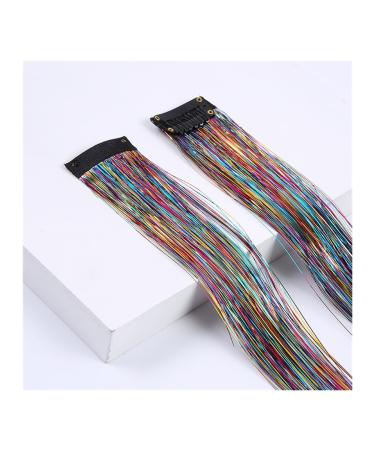 Hair Extensions Clip In Hair Extensions Colored Hair Extensions 22Inch Straight Color Clip in on Hair Extension Rainbow Party Highlights Synthetic Hairpiece for Girls Hair Pieces(5-sancai) 22inches 5-sancai