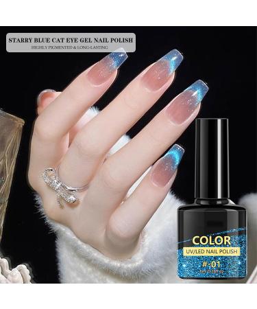 Gel Nail Polish Glitter Cat Eye Gel Nail Varnish 9D Magnetic UV/LED Soak-Off Gel Nail Varnish Highly Pigmented Sparkling Blue Nail Gel Shimmer Nail Art Manicure Salon DIY - Buy Online on GoSupps.com