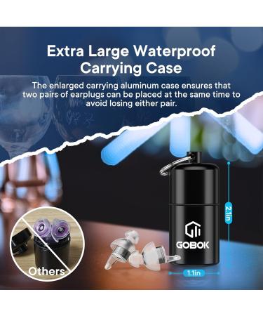 High Fidelity Earplugs for Concerts - 2 Pairs Reusable Noise Reduction Ear Plugs with Carrying Case | Music Hearing Protection for Festivals Raves & Sporting Events - Black - Buy Online on GoSupps.com