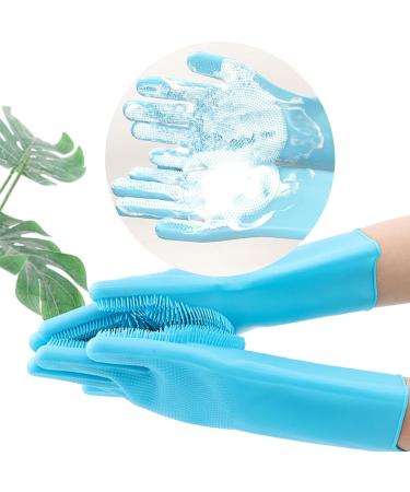 Xfly Pet Grooming Gloves & Nursing Shoes Silicone Brush for Cats & Dogs Hangable Design for Bathing & Massaging (Blue) - Buy Online on GoSupps.com
