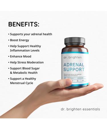 Dr. Brighten Adrenal Support - Dietary Supplement with Ashwagandha to Support Healthy Energy Levels and Stress Response 60 Count (Pack of 1) - Buy Online on GoSupps.com