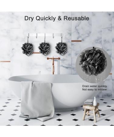 Bamboo Charcoal Shower Loofah Sponge 4 Pack - Exfoliating Body Scrubber for Men & Women - Gentle Cleanse Bath Pouf - Buy Online on GoSupps.com