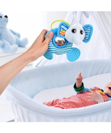 Blue Elephant Baby Rattle Toy & Teether - Portable Chewable Gift for Baby Showers | International Shipping - Buy Online on GoSupps.com