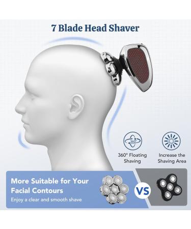 6 in 1 Detachable 7D Head Shaver for Bald Men - Waterproof Cordless Electric Razor & Grooming Kit - Buy Online on GoSupps.com
