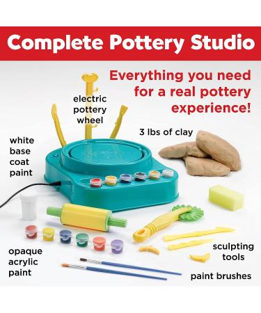 Faber-Castell Pottery Studio - Kids Pottery Wheel Kit for Ages 8+ | Complete Beginners Set with 3 lbs Sculpting Clay in Blue - Buy Online on GoSupps.com
