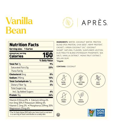 Apres Vanilla Plant-Based Protein Shake - Vegan, Non-GMO, Dairy-Free, 11 Fl Oz (Pack of 12) - Buy Online on GoSupps.com