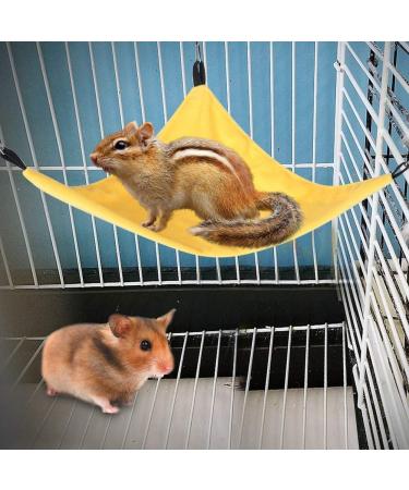 Small Pet Hammock Triangle Pet Cage Hammock Hanging Bed Cage Accessories for Hamster Squirrel Sugar Glider Guinea Pig Mice Rats Birds(Yellow) - Buy Online on GoSupps.com