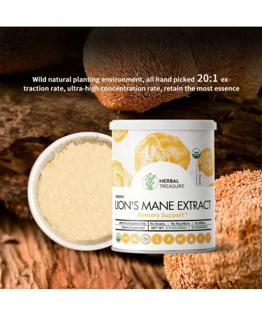 WL Herbal Treasure Organic Lions Mane Non-GMO and Gluten-Free Lions Mane Neuronal Growth and Immune System Mushroom Powder for Memory Support Concentration Clarity Creativity and Mood-50 Serving - Buy Online on GoSupps.com