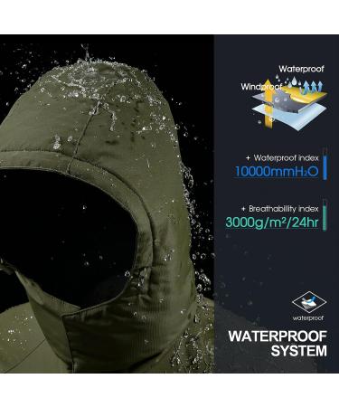 CAMEL Men's Winter Ski Jacket | Waterproof Snow Coat with Hood | X-Large Army Green - Buy Online on GoSupps.com