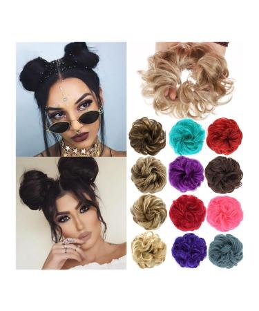 Messy Bun Hair Piece for Women Messy Bun Hair Piece Updo Fake Scrunchies Ponytail Extension Synthetic Wavy Curly Elastic Band Hair Bun Chignons for Women Girls Fake Hair Accessories for Women Girls 102