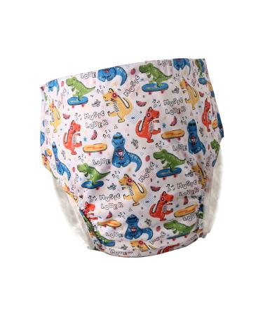 Fonowx reusable cloth diapers for adults envelops the incontinence side with breathable adjustable buckle dinosaurs XXL