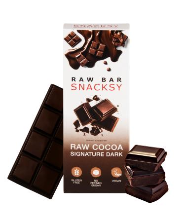 SNACKSY Snacksy Vegan Chocolate Signature Dark Raw Bar (1 x 40g box) | Gluten-free dairy-free refined sugar-free and kosher with antioxidants | Luxury treat or gift
