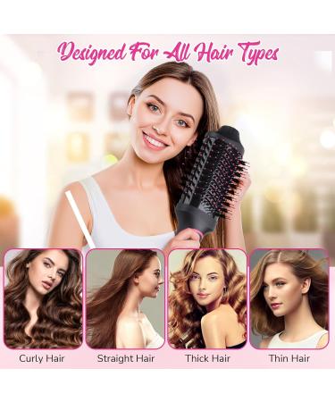 4-in-1 Hair Dryer Brush - Professional Hot Air Styling Tool for Straightening, Curling, and Drying - Pink - Buy Online on GoSupps.com
