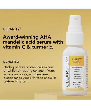 CLEARstem CLEARITY Blackhead Dissolver Serum - Mandelic Acid Vitamin C Turmeric - Vegan & Cruelty-Free Facial Care for All Skin Types - 1 fl oz - Buy Online on GoSupps.com