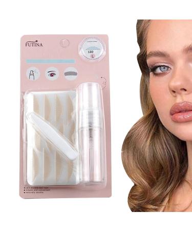 Natural Invisible Eyelid Strips | 120 pairs Sweat Proof Lace Double Eyelid Patch Invisible Lace Eyelid Sticker for Travel Traceless Eyelid Tape for Mono Saggy Eyes L (120 Pairs)