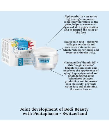 BODI BEAUTY BA Whitening Face Cream with Hyaluronic Acid Niacinamide Chamomile Lightens Freckles on Face with 21% Whitening Concentrate 50ml - Buy Online on GoSupps.com
