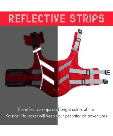 Buy Dog Life Jacket - Adjustable Float Coat for Swimming Surfing & Boating | Durable Pet Lifesaver in Red (M) - Buy Online on GoSupps.com