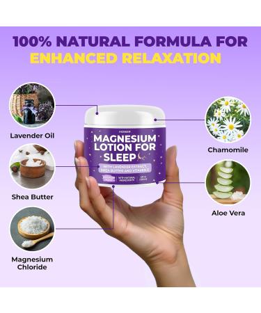 MONIER Magnesium Lotion for Sleep - Apply to Legs Arms or Chest - Relaxing Magnesium Cream with Lavender Shea Butter Aloe Vera - 100% Natural Ingredients - Safe for Kids (4 oz Lavender) - Buy Online on GoSupps.com