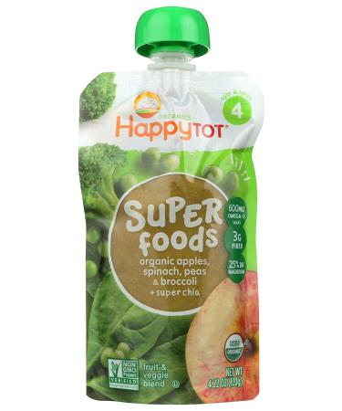 Happy Family Organics Happytot Superfoods Stage 4 - Organic Apples, Spinach, Peas & Broccoli + Super Chia (4.22 oz) - Buy Online on GoSupps.com