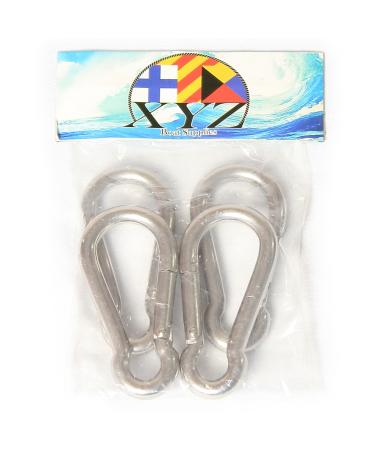 XYZ Boat Supplies Stainless Steel 316, Spring Snap Hook, Carabiner, Set of 4 1/4