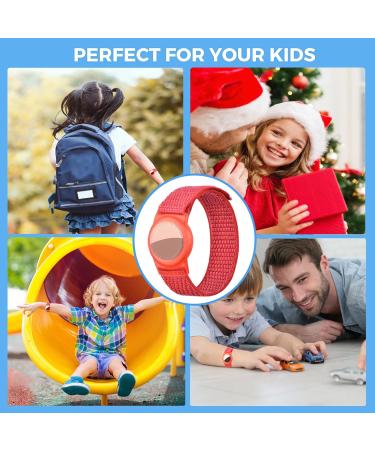 Dingfeiyu Airtag Waterproof Wristband - Adjustable Anti-Lost Bracelet for Kids & Adults - Red Nylon Band for Apple Airtag - Buy Online on GoSupps.com