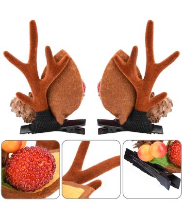 Gledola 2 Pairs Christmas Headdress Reindeer Antlers Headband Ears Hair Accessory Clips Hair Hoop for Girl Beauty (Litchi) - Buy Online on GoSupps.com