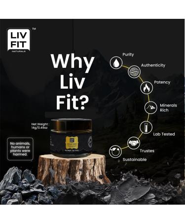 Liv Fit Himalayan Shilajit Resin | 14g (45 Servings) | 100% Pure | Lab-Tested for Purity | Dietary Supplement - Buy Online on GoSupps.com