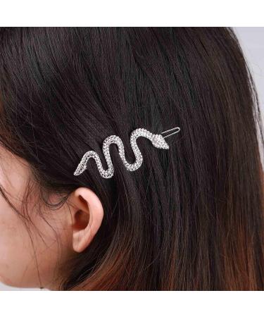 Iaceble Bohemia Crystal Snake Hair Clip Barrette - Silver Rhinestone Hairpin for Women and Girls - Buy Online on GoSupps.com