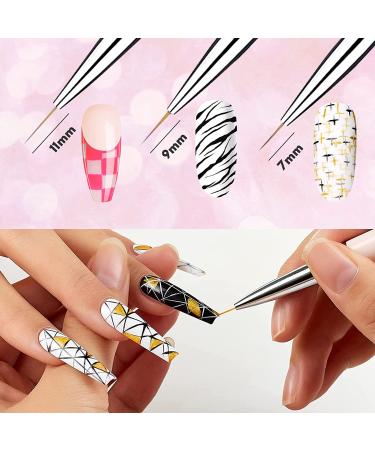 Makartt 3pcs Nail Art Liner Brush Set - 7/9/11mm Thin Brushes for Short Strokes & Fine Details in Golden, Blue, Green - Buy Online on GoSupps.com