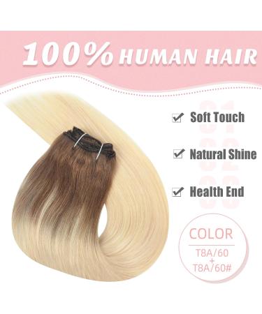 Vlasy Clip in Hair Extensions 16 Inch (80 g) T8A/60+T8A/60# - Seamless Natural Human Hair Extensions for Women - Buy Online on GoSupps.com