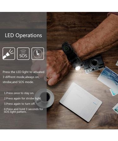 NVioAsport 20-in-1 Survival Paracord Bracelet with SOS LED Light, Fire Starter, Compass, Whistle Ideal for Camping, Hiking, Fishing | Adjustable Gear Kit in Black - Buy Online on GoSupps.com