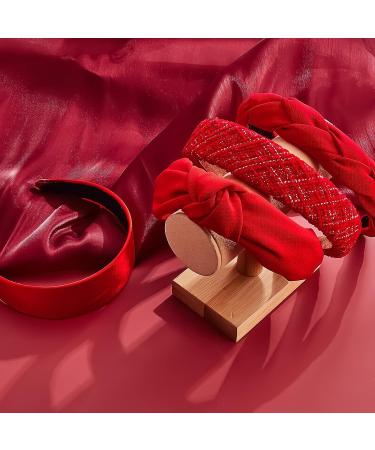 4 Pcs Red Headband Set - Knotted, Criss Cross, Satin, Velvet Braided Hair Accessories for Women & Girls | Chinese New Year Valentine's Day Halloween Cosplay - Buy Online on GoSupps.com