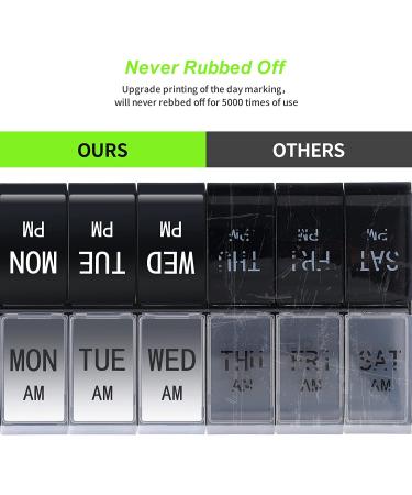 XL 7 Day Pill Organizer - AM PM Weekly Medicine Case - Jumbo Vitamin Holder - Big Pill Container (White+Black) - Buy Online on GoSupps.com