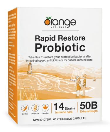Orange Naturals - Rapid Restore Probiotic 60 v-caps - Helps to Maintain and Support Immune Function - Promote a Favorable Gut Flora - Source of Probiotics 60 count (Pack of 1)