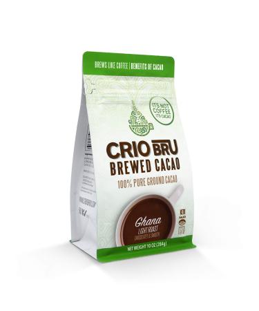 Crio Bru Ghana Light Roast 10oz Bag - Coffee Alternative Natural Healthy Drink | 100% Pure Ground Cacao Beans | 99.99% Caffeine Free, Keto, Low Carb, Paleo, Non-GMO 10 Ounce (Pack of 1)