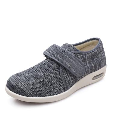 Yytcsjz Diabetic Shoes for Man Elderly Arthritis Edema Orthopedic Shoes House Anti Slip Shoes Diabetic Foot Shoes for Arthritis Fasciitis Swollen Feet 5.5 Dark Grey
