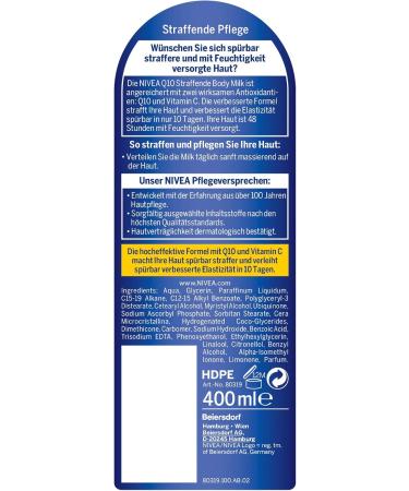  NIVEA Nivea - Q10 body cream (400 ml) - Buy Online on GoSupps.com