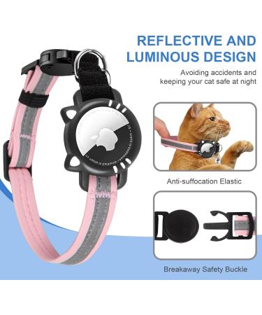 Ytanest Luminous AirTag Cat Collar | Reflective & Breakaway with Apple AirTag Holder | GPS Tracker & Safety Elastic Band | Pink XS (7-9 Inch) - Buy Online on GoSupps.com