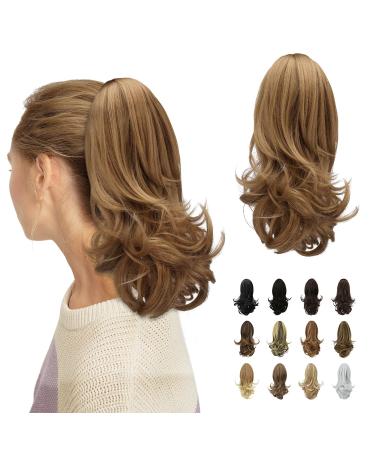 Sofeiyan 33cm ponytail extension of long curly ponytail clip in claw hair extension natural looking synthetic hair part for women bright blonde mixture strawberry blonde 33cm light blonde mix strawberry blonde evenly even