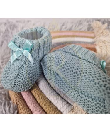 Royal Icon Soft Knitted Baby Booties with Bow for Newborns | 0-3 Months | Blue Green | Ideal for Indoor and Outdoor Use - Buy Online on GoSupps.com