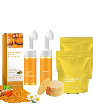 Glow up Wash Glow up Pads Glow up Whip Wash Turmeric Face Wash Turmeric Cleansing Exfoliating Pads Facial Cleansing Skincare Glow up Face Washsuitable for All Skin Types (2bag)