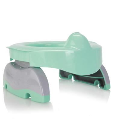 Kalencom Potette Plus Premium 2 in 1 Travel Potty and Toilet Seat Trainer Ring with Built in Pee Guard and Easy-Grip Handles (Teal/Gray)